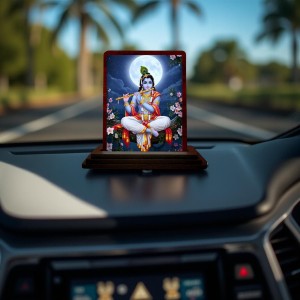 Car Desk/Table Top Lord Krishna Wooden Photo Stand 3x4 Inches, Compact & Stylish Spiritual Display For Car, Home & Office (Pack Of 1) (F14214) Car Desk/Table Top Lord Krishna Wooden Photo Stand 3x4 Inches, Compact & Stylish Spiritual Display For Car, Home & Office (Pack Of 1) (F14214)