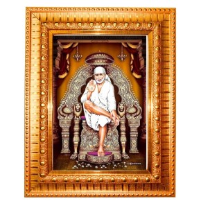 Shirdi Sai Baba Golden Designer Photo Frame | 10x14 Inch Religious Wall Hanging Frame For Home & Office Decoration | Hindu Deity Shirdi Sai Baba Spiritual Gift Item Shirdi Sai Baba Golden Designer Photo Frame | 10x14 Inch Religious Wall Hanging Frame For Home & Office Decoration | Hindu Deity Shirdi Sai Baba Spiritual Gift Item
