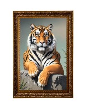 Tiger Big Photo Frame - 20x28 Inches For Home,Temple & Office Decoration (F11223)