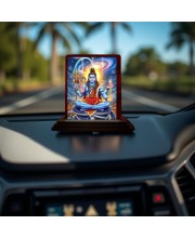 Car Desk/Table Top Lord Shiva Wooden Photo Stand 3x4 Inches, Compact & Stylish Spiritual Display For Car, Home & Office (Pack Of 1) (F14285)