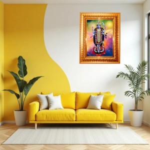 Maa Kaali Golden Designer Photo Frame | 10x14 Inch Religious Wall Hanging Frame For Home & Office Decoration | Hindu Deity Spiritual Gift Item