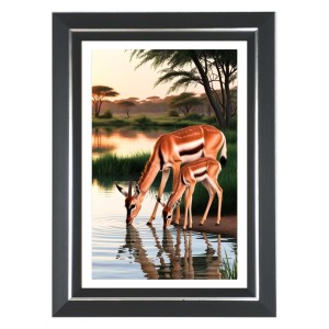 Deer Photo Wall & Table Frame | 10x14 Inch Black Designer | Perfect For Gifting & Home Decor (F9644)