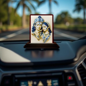 Car Desk/Table Top Lord Radha Krishna Wooden Photo Stand 3x4 Inches, Compact & Stylish Spiritual Display For Car, Home & Office (Pack Of 1) (F15180) Car Desk/Table Top Lord Radha Krishna Wooden Photo Stand 3x4 Inches, Compact & Stylish Spiritual Display For Car, Home & Office (Pack Of 1) (F15180)