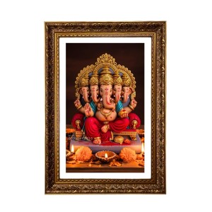 Lord Panchamukhi Ganesh Big Photo Frame - 20x28 Inches For Home,Temple & Office Decoration (F11137)