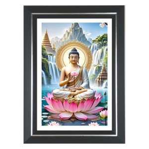 Lord Buddha Photo Wall & Table Frame | 10x14 Inch Black Designer | Perfect For Gifting & Home Decor (F9624)