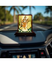 Car Desk/Table Top Goddess Saraswathi Wooden Photo Stand 3x4 Inches, Compact & Stylish Spiritual Display For Car, Home & Office (Pack Of 1) (F14275)