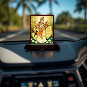 Car Desk/Table Top Goddess Saraswathi Wooden Photo Stand 3x4 Inches, Compact & Stylish Spiritual Display For Car, Home & Office (Pack Of 1) (F14275) Car Desk/Table Top Goddess Saraswathi Wooden Photo Stand 3x4 Inches, Compact & Stylish Spiritual Display For Car, Home & Office (Pack Of 1) (F14275)
