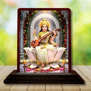 Car Desk/Table Top Goddess Saraswathi Wooden Photo Stand 3x4 Inches, Compact & Stylish Spiritual Display For Car, Home & Office (Pack Of 1) (F14151) Car Desk/Table Top Goddess Saraswathi Wooden Photo Stand 3x4 Inches, Compact & Stylish Spiritual Display For Car, Home & Office (Pack Of 1) (F14151)