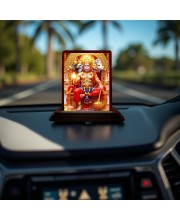 Car Desk/Table Top Lord Hanuman Wooden Photo Stand 3x4 Inches, Compact & Stylish Spiritual Display For Car, Home & Office (Pack Of 1) (F14242)