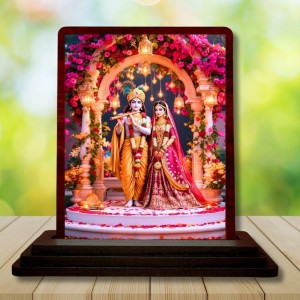 Car Desk/Table Top Radha Krishna Wooden Photo Stand 3x4 Inches, Compact & Stylish Spiritual Display For Car, Home & Office (Pack Of 1) (F14383) Car Desk/Table Top Radha Krishna Wooden Photo Stand 3x4 Inches, Compact & Stylish Spiritual Display For Car, Home & Office (Pack Of 1) (F14383)