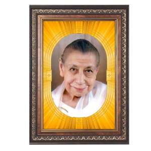 Mirra Alfassa Spiritual Guru Digital Photo In Designer Frame, Size 8x12 Inch | Hindu Religious Picture For Home Temple, Office & Gift | Wall Art & Pooja Decor (F10472)