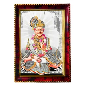 Swaminarayan Photo Frame For Wall & Table | 7x9 Inch Golden Cherry Finish | Decorative Swaminarayan Photo Frame For Home, Office & Pooja Room (F11432) Swaminarayan Photo Frame For Wall & Table | 7x9 Inch Golden Cherry Finish | Decorative Swaminarayan Photo Frame For Home, Office & Pooja Room (F11432)
