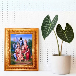 Goddess Shiv, Parvati Family Golden Designer Photo Frame | 10x14 Inch Religious Wall Hanging Frame For Home & Office Decoration | Hindu Deity Spiritual Gift Item Goddess Shiv, Parvati Family Golden Designer Photo Frame | 10x14 Inch Religious Wall Hanging Frame For Home & Office Decoration | Hindu Deity Spiritual Gift Item