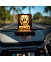 Car Desk/Table Top Goddess Lakshmi Wooden Photo Stand 3x4 Inches, Compact & Stylish Spiritual Display For Car, Home & Office (Pack Of 1) (F14456)