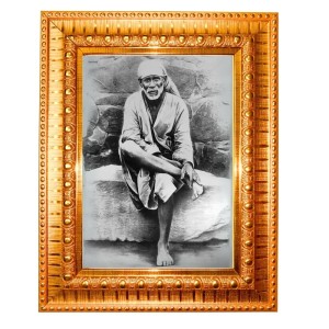 Shirdi Sai Baba Golden Designer Photo Frame | 10x14 Inch Religious Wall Hanging Frame For Home & Office Decoration | Hindu Deity Spiritual Gift Item Shirdi Sai Baba Golden Designer Photo Frame | 10x14 Inch Religious Wall Hanging Frame For Home & Office Decoration | Hindu Deity Spiritual Gift Item