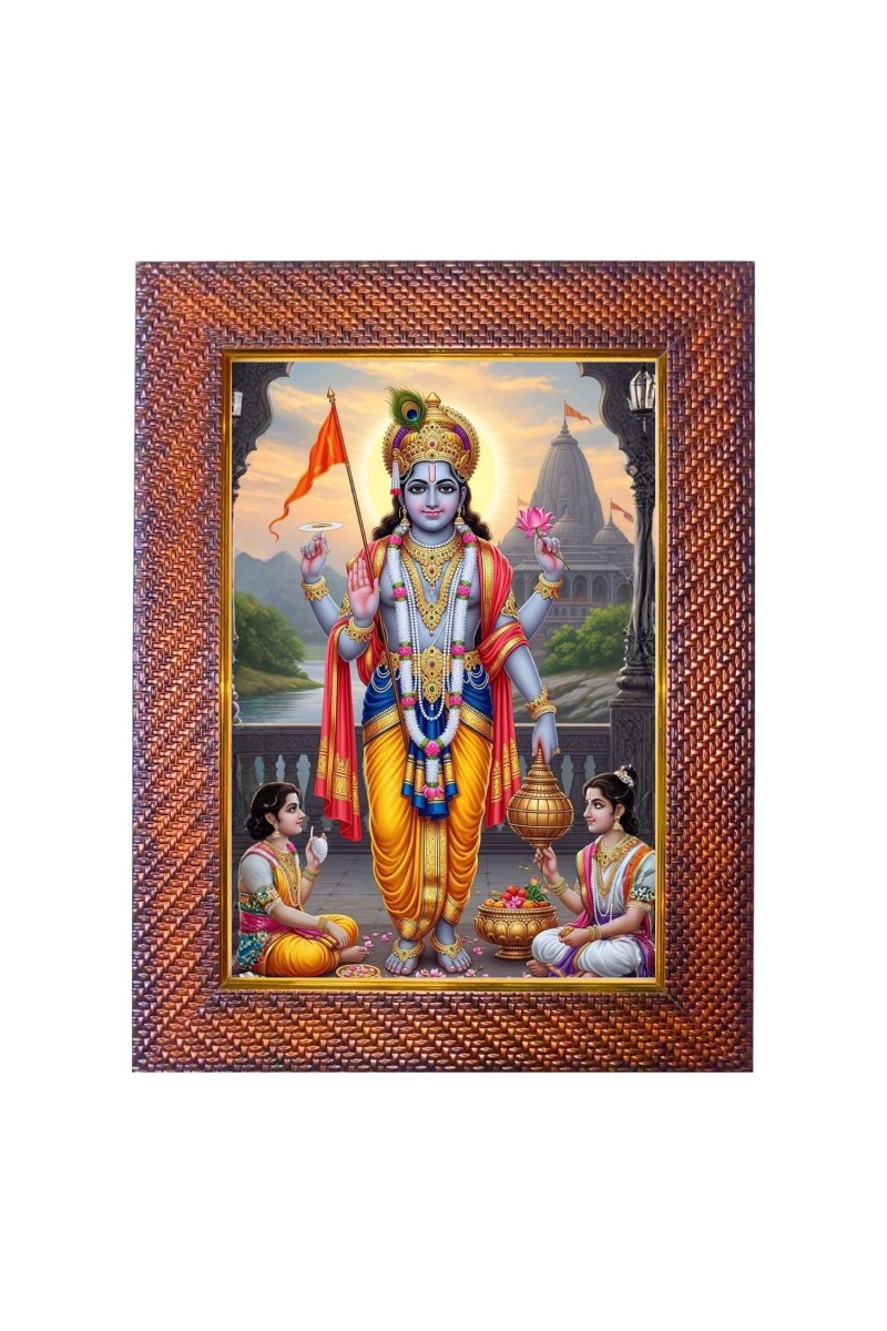 Mata Saraswati Photo Frame 21X25 Inch Religious Wall & Table Decor Frame | Mata Saraswati Spiritual Photo Frame For Home, Temple & Office (F18008X21X25)