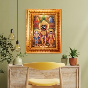 Lord Jagannath, Balabhadra,Subhadra Golden Designer Photo Frame | 16x20 Inch Religious Wall Hanging Frame For Home & Office Decoration | Hindu Deity Spiritual Gift Item Lord Jagannath, Balabhadra,Subhadra Golden Designer Photo Frame | 16x20 Inch Religious Wall Hanging Frame For Home & Office Decoration | Hindu Deity Spiritual Gift Item