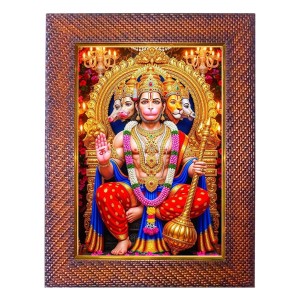 Lord Hanuman Photo Frame 21X25 Inch Religious Wall & Table Decor Frame | Lord Hanuman Spiritual Photo Frame For Home, Temple & Office | Decorative Hindu God & Goddess Frame (Pack Of 1) (F17992)