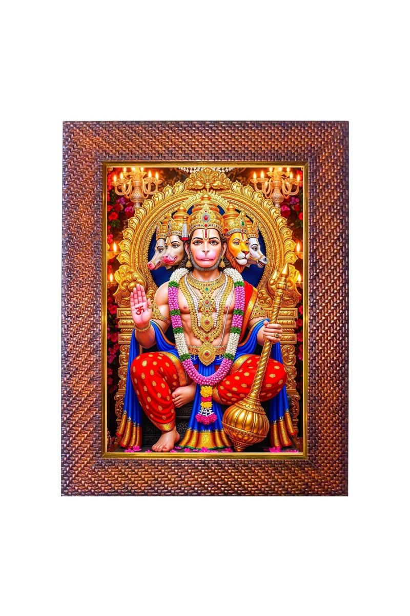 Lord Hanuman Photo Frame 21X25 Inch Religious Wall & Table Decor Frame | Lord Hanuman Spiritual Photo Frame For Home, Temple & Office | Decorative Hindu God & Goddess Frame (Pack Of 1) (F17992)