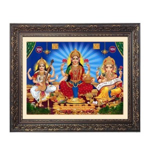Srasati, lakhsmi, ganesh Big Photo Frame - 18x22 Inches for Home,Temple & Office Decoration Srasati, lakhsmi, ganesh Big Photo Frame - 18x22 Inches for Home,Temple & Office Decoration