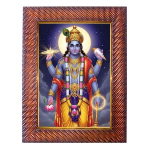 Lord Krishna Photo Frame 21X25 Inch Religious Wall & Table Decor Frame | Lord Krishna Spiritual Photo Frame For Home, Temple & Office | Decorative Hindu God & Goddess Frame (Pack Of 1) (F18004)