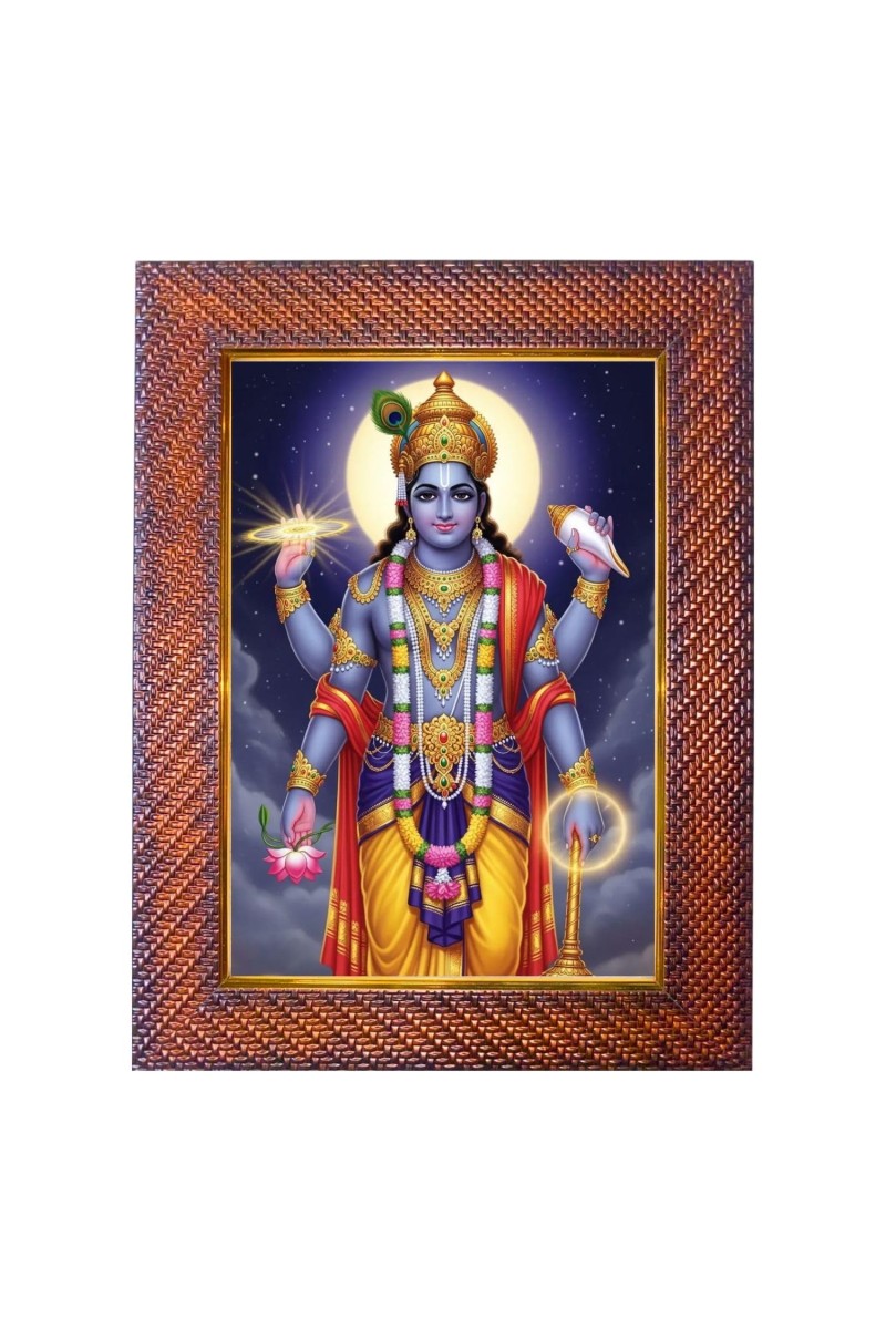 Lord Krishna Photo Frame 21X25 Inch Religious Wall & Table Decor Frame | Lord Krishna Spiritual Photo Frame For Home, Temple & Office | Decorative Hindu God & Goddess Frame (Pack Of 1) (F18004)