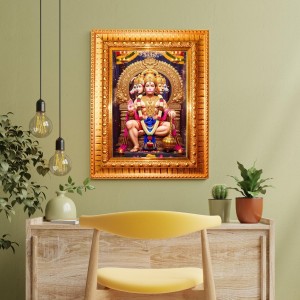 Panchamukhi Hanuman Golden Designer Photo Frame | 12x16 Inch Religious Wall Hanging Frame For Home & Office Decoration | Hindu Deity Spiritual Gift Item Panchamukhi Hanuman Golden Designer Photo Frame | 12x16 Inch Religious Wall Hanging Frame For Home & Office Decoration | Hindu Deity Spiritual Gift Item