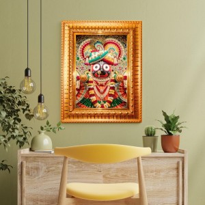 Jai Jagannath Golden Designer Photo Frame | 10x14 Inch Religious Wall Hanging Frame For Home & Office Decoration | Hindu Deity Jai Jagannath Spiritual Gift Item Jai Jagannath Golden Designer Photo Frame | 10x14 Inch Religious Wall Hanging Frame For Home & Office Decoration | Hindu Deity Jai Jagannath Spiritual Gift Item