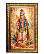 Lord Karthikeya Digital Golden Balck Color Photo Frame | Hindu Religious Wall Decor | 10x16 Inches - Inspirational Wall Art For Office, Home Decor - Ideal Spiritual Gift (F16572)