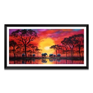 Nature Landscape Floating Frame Scenery Digital Print - (I5624) - 12x24 inch Modern Nature Wall Art for Living Room, Bedroom, Office, Hotels, Drawing Room