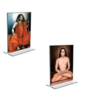 Sri Sri Pranabananda and Sri Babbaji Acrylic T-Style Photo Stand - 11x13 Inches, Compact and Stylish Spiritual Display, easily change 2 photos (Pack of 1)