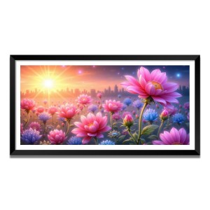 Nature Landscape Floating Frame Scenery Digital Print - (I5736) - 12x24 inch Modern Nature Wall Art for Living Room, Bedroom, Office, Hotels, Drawing Room