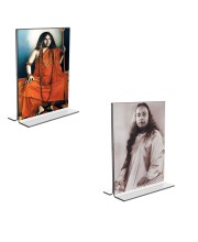 Sri Sri Pranabananda and Sri Sri Yogadananda Acrylic T-Style Photo Stand - 11x13 Inches, Compact and Stylish Spiritual Display, easily change 2 photos (Pack of 1)