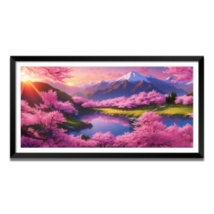 Nature Landscape Floating Frame Scenery Digital Print - (I5756) - 12x24 inch Modern Nature Wall Art for Living Room, Bedroom, Office, Hotels, Drawing Room