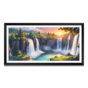 Nature Landscape Floating Frame Scenery Digital Print - (I5804) - 12x24 inch Modern Nature Wall Art for Living Room, Bedroom, Office, Hotels, Drawing Room