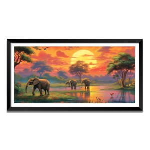 Nature Landscape Floating Frame Scenery Digital Print - (I5611) - 12x24 inch Modern Nature Wall Art for Living Room, Bedroom, Office, Hotels, Drawing Room