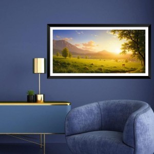 Nature Landscape Floating Frame Scenery Digital Print - (I5825) - 12x24 inch Modern Nature Wall Art for Living Room, Bedroom, Office, Hotels, Drawing Room