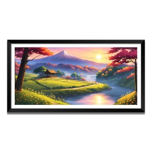 Nature Landscape Floating Frame Scenery Digital Print - (I5621) - 12x24 inch Modern Nature Wall Art for Living Room, Bedroom, Office, Hotels, Drawing Room