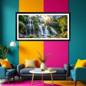 Nature Landscape Floating Frame Scenery Digital Print - (I5762) - 12x24 inch Modern Nature Wall Art for Living Room, Bedroom, Office, Hotels, Drawing Room