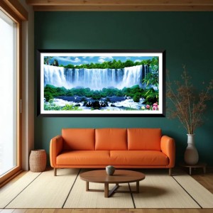 Nature Landscape Floating Frame Scenery Digital Print - (I5715) - 12x24 inch Modern Nature Wall Art for Living Room, Bedroom, Office, Hotels, Drawing Room