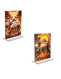 Laughing Buddha Acrylic T-Style Photo Stand - 5x7 Inches, Compact and Stylish Spiritual Display, easily change 2 photos (Pack of 1)