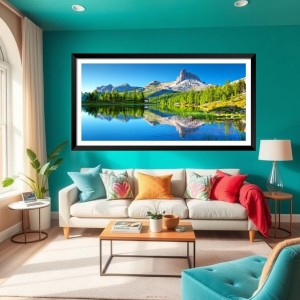 Nature Landscape Floating Frame Scenery Digital Print - (I5713) - 12x24 inch Modern Nature Wall Art for Living Room, Bedroom, Office, Hotels, Drawing Room
