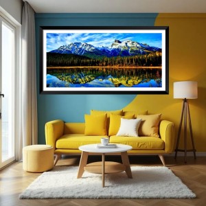 Nature Landscape Floating Frame Scenery Digital Print - (I5753) - 12x24 inch Modern Nature Wall Art for Living Room, Bedroom, Office, Hotels, Drawing Room