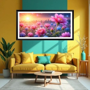 Nature Landscape Floating Frame Scenery Digital Print - (I5736) - 12x24 inch Modern Nature Wall Art for Living Room, Bedroom, Office, Hotels, Drawing Room