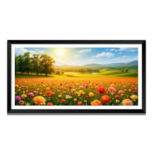 Nature Landscape Floating Frame Scenery Digital Print - (I5700) - 12x24 inch Modern Nature Wall Art for Living Room, Bedroom, Office, Hotels, Drawing Room