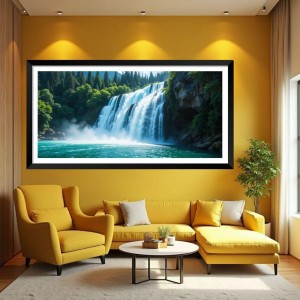 Nature Landscape Floating Frame Scenery Digital Print - (I5591) - 12x24 inch Modern Nature Wall Art for Living Room, Bedroom, Office, Hotels, Drawing Room