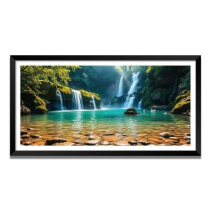 Nature Landscape Floating Frame Scenery Digital Print - (I5622) - 12x24 inch Modern Nature Wall Art for Living Room, Bedroom, Office, Hotels, Drawing Room