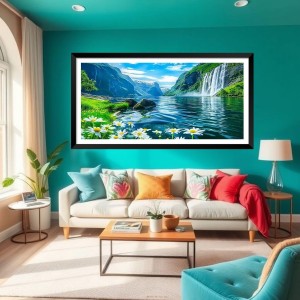 Nature Landscape Floating Frame Scenery Digital Print - (I5711) - 12x24 inch Modern Nature Wall Art for Living Room, Bedroom, Office, Hotels, Drawing Room