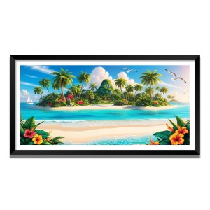 Nature Landscape Floating Frame Scenery Digital Print - (I5757) - 12x24 inch Modern Nature Wall Art for Living Room, Bedroom, Office, Hotels, Drawing Room