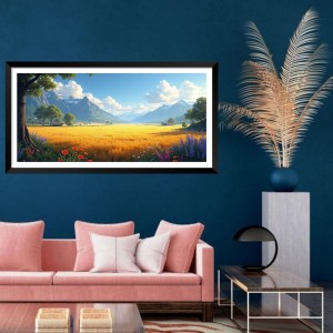 Nature Landscape Floating Frame Scenery Digital Print - (I5901) - 12x24 inch Modern Nature Wall Art for Living Room, Bedroom, Office, Hotels, Drawing Room